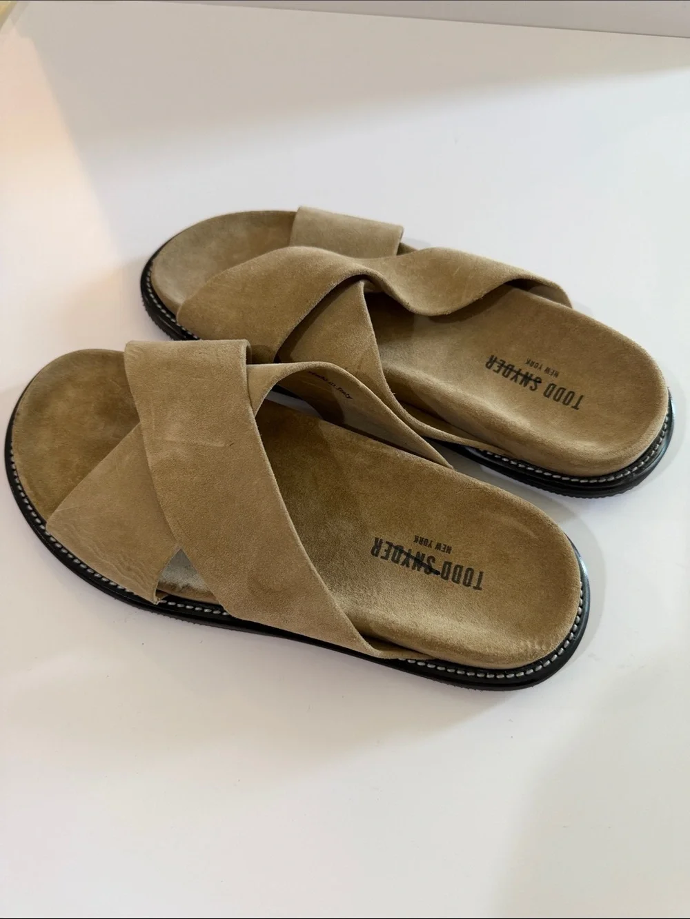 Todd Snyder Nomad Suede Crossover Slide Sandals Sz 8.  Bag8